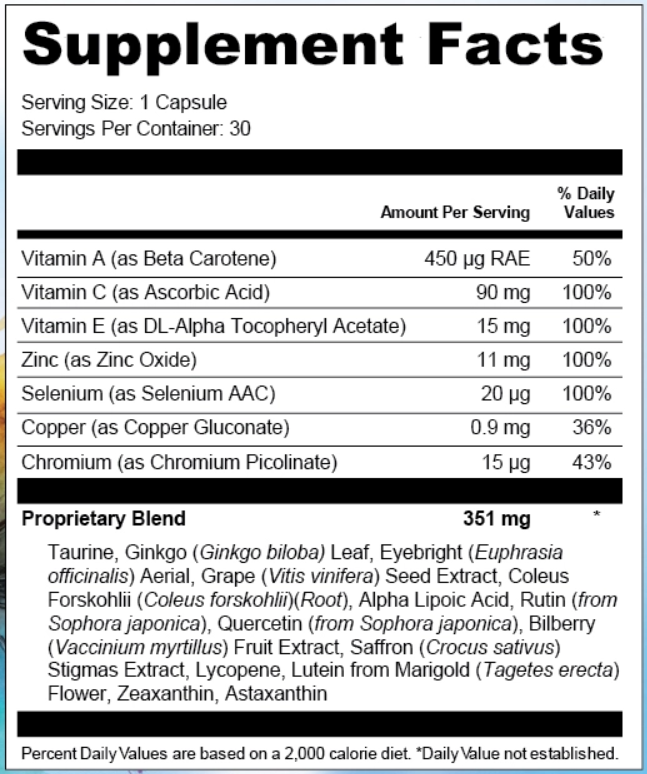 Clean Eye Supplement Fact