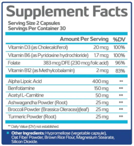 Nerve Recovery Max supplement facts